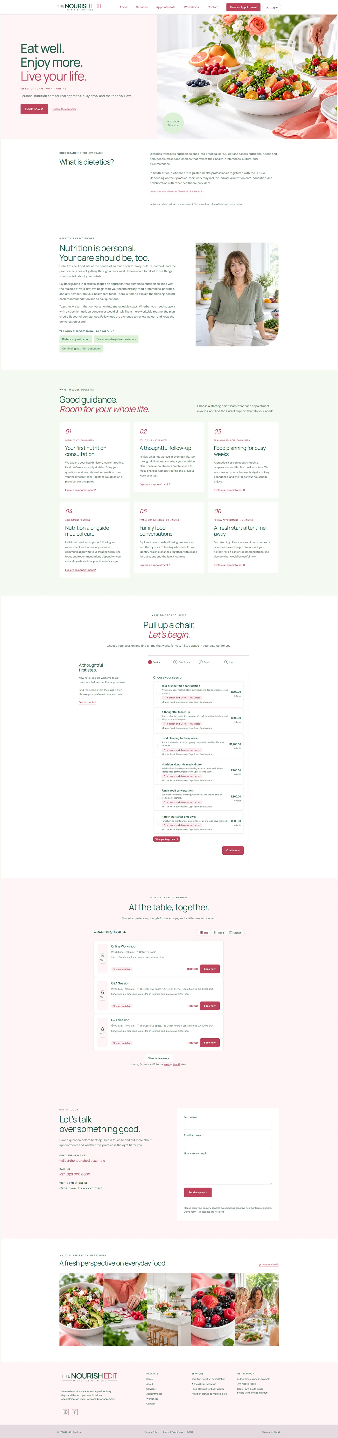 Dietitian website template with online booking